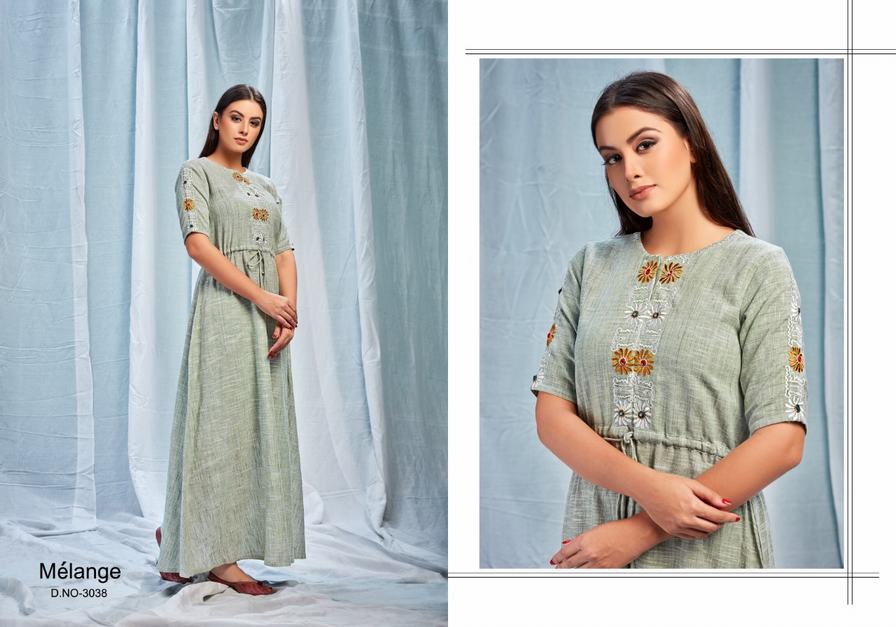 Mrigya-Launched-Melange-Handloom-Cotton-With-Embroidery-Long-Gown-Style-Kurti-5